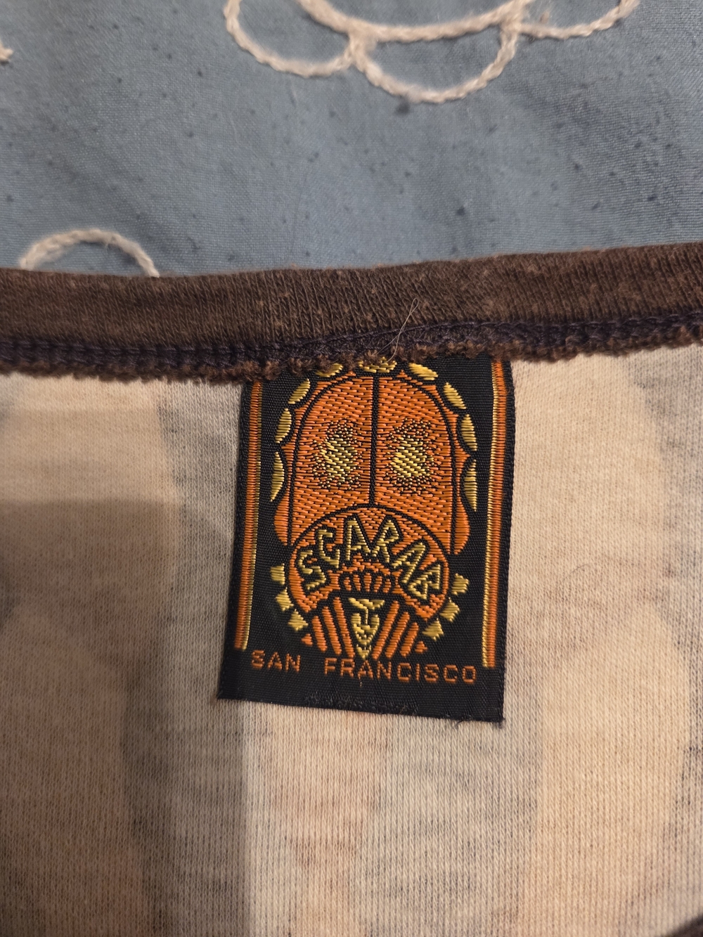 Vintage 1970's Beige Tank Top with Butterfly Graphic and Brown Accents - Picture 4 of 4